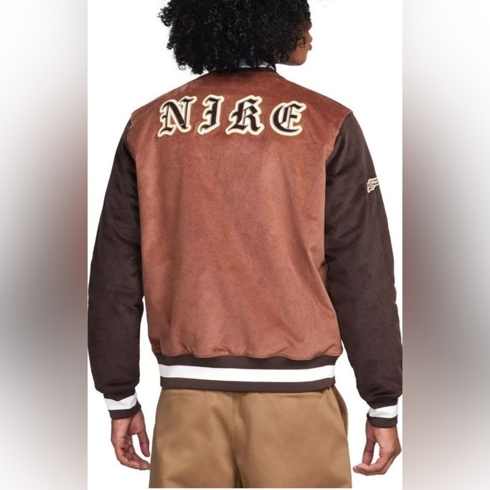 NWT Nike Therma Fit Varsity Jacket, Men’s Sz Medium, Brown - Picture 2 of 15